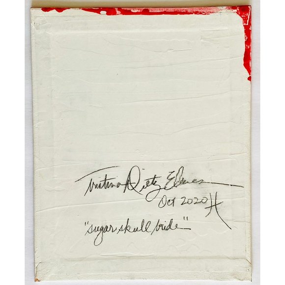 Sugar Skull Bride - Original Wall Art Mixed Media Handmade Painting  8”x10” - Picture 5 of 5